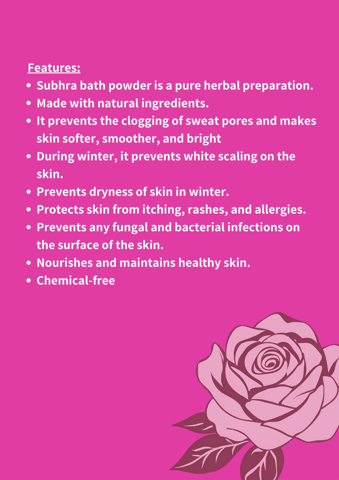 Aswini Subhra Herbal Bath Powder - Premium Rose - 200 Grams | Natural Skin Care