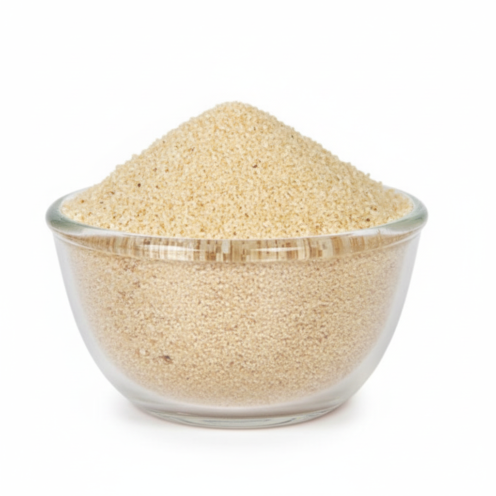 Barnyard Millet Upma Ravva in a clear glass bowl