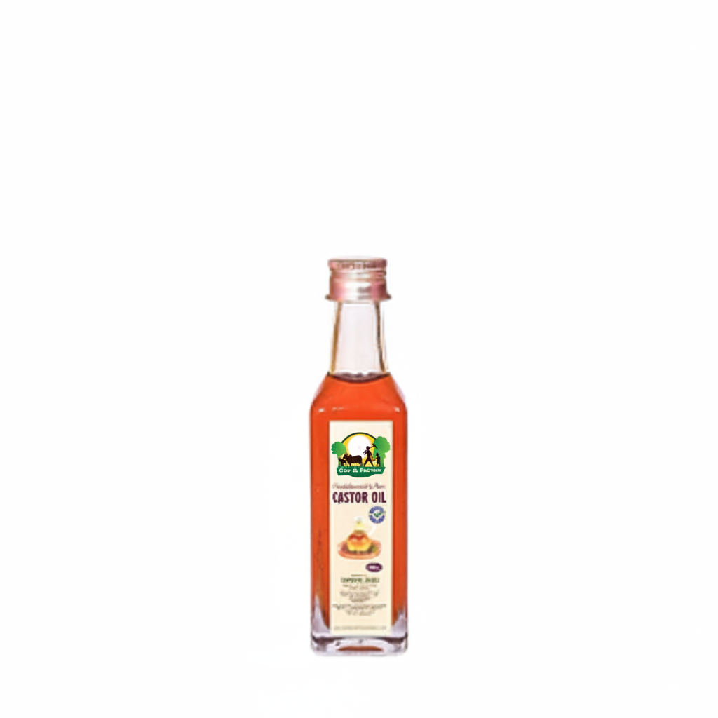 Castor Oil bottle with Cow & Farmer logo