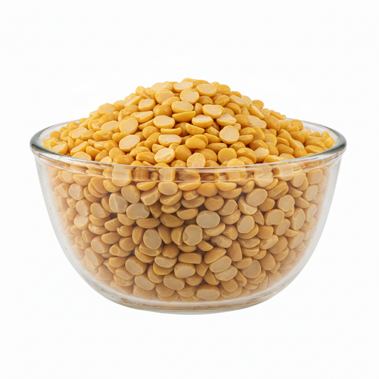 Chana dal in the supplied glass bowl