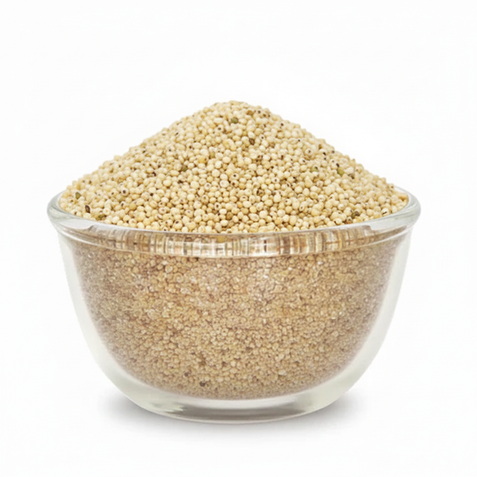 Correct Kodo Millet in a clear glass bowl