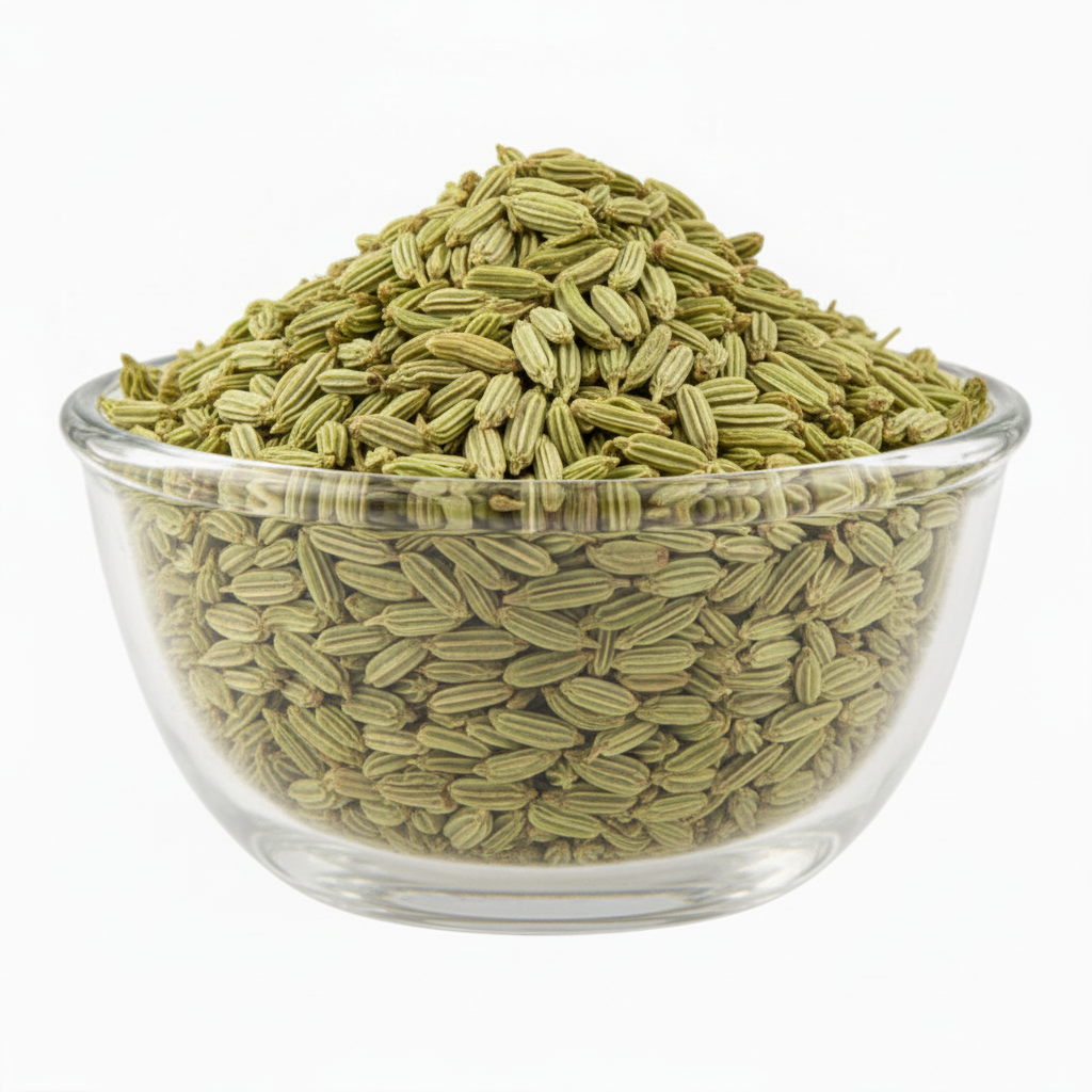Fennel seeds in the exact glass bowl
