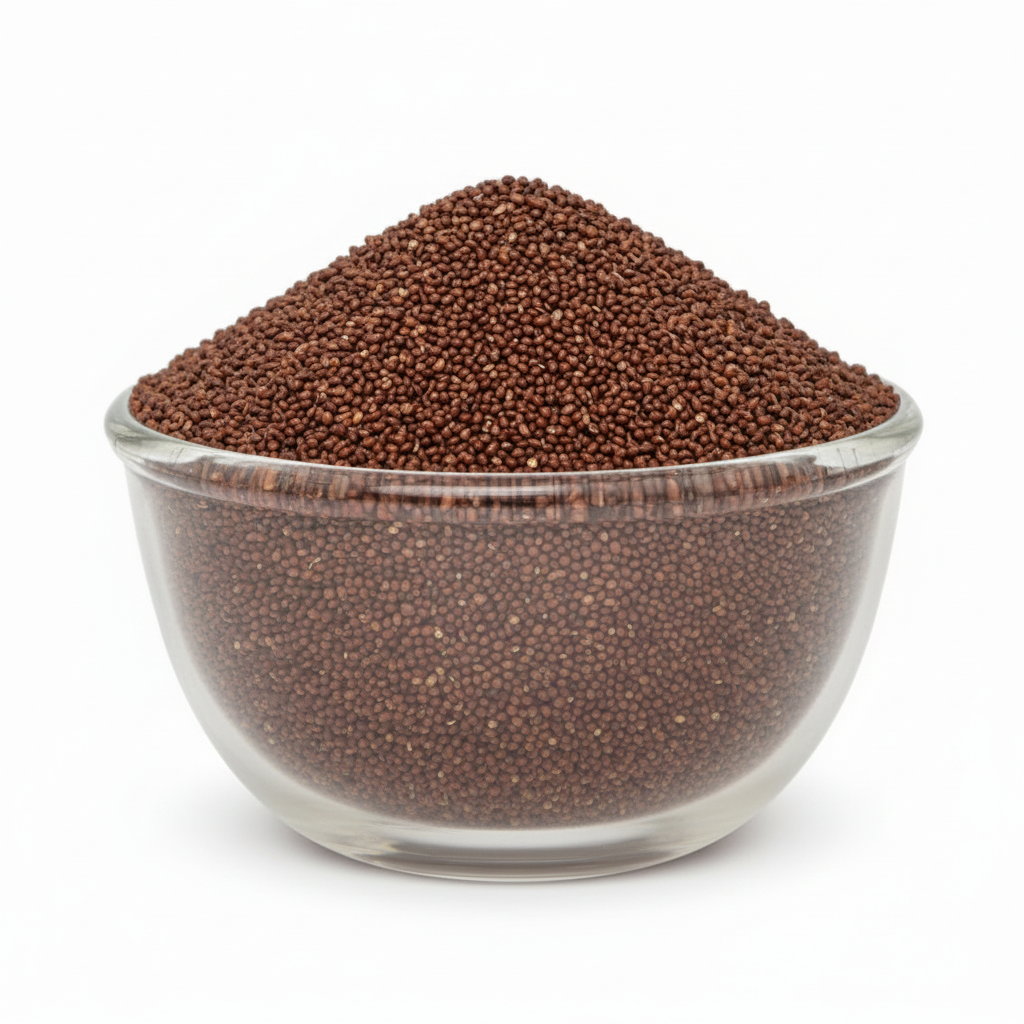 Finger Millet in a large clear glass bowl