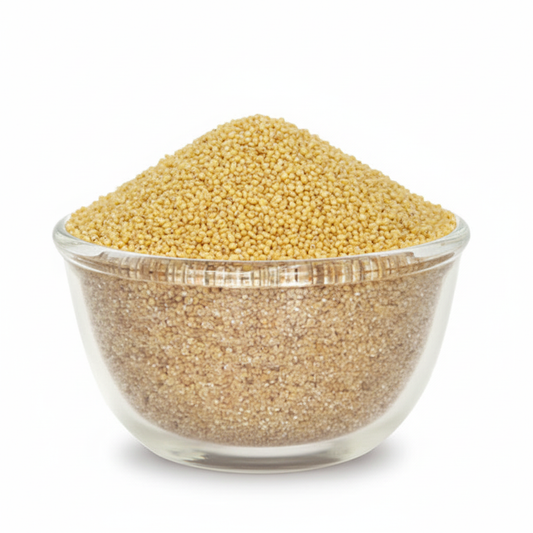 Foxtail Millet in a clear glass bowl