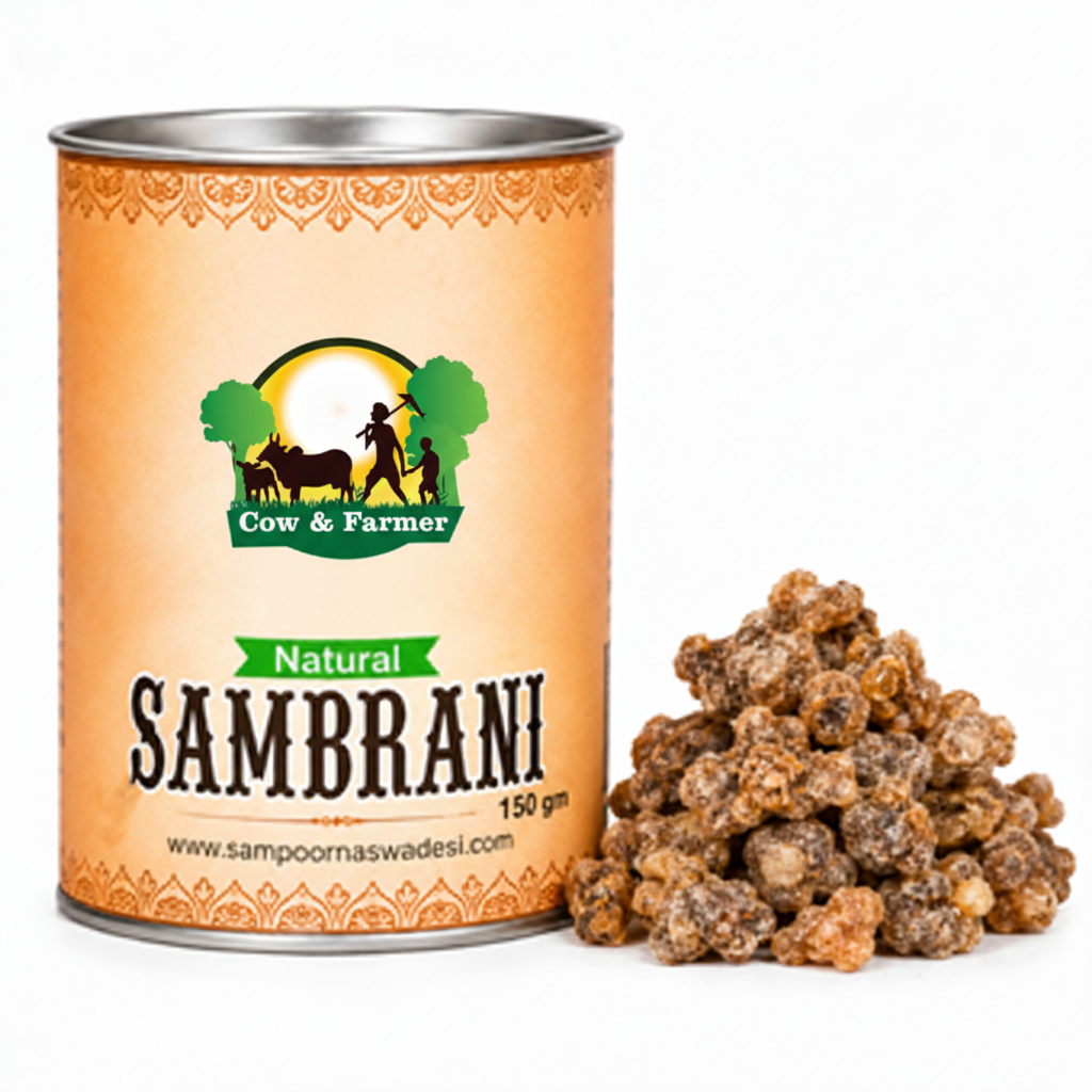Sambrani 150gm with Cow and Farmer logo