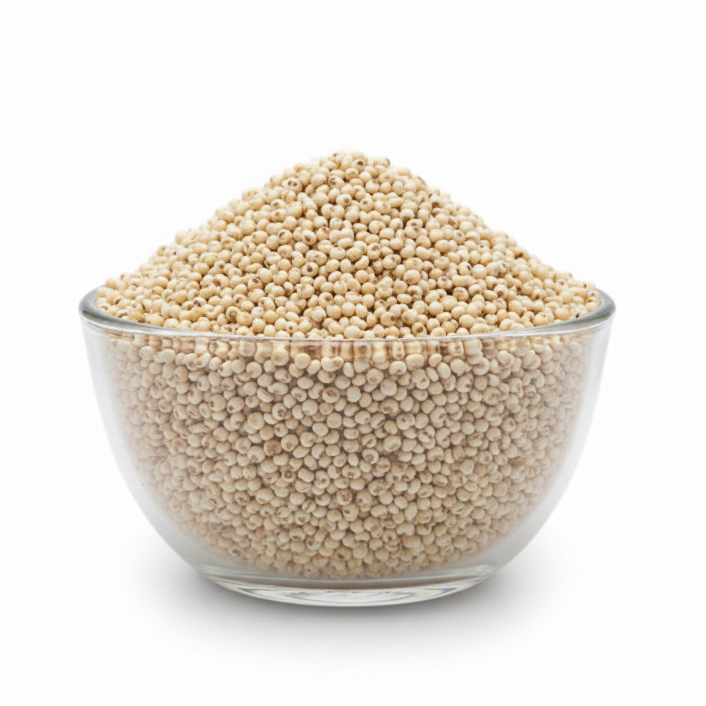 Jowar grains in the first reference glass bowl