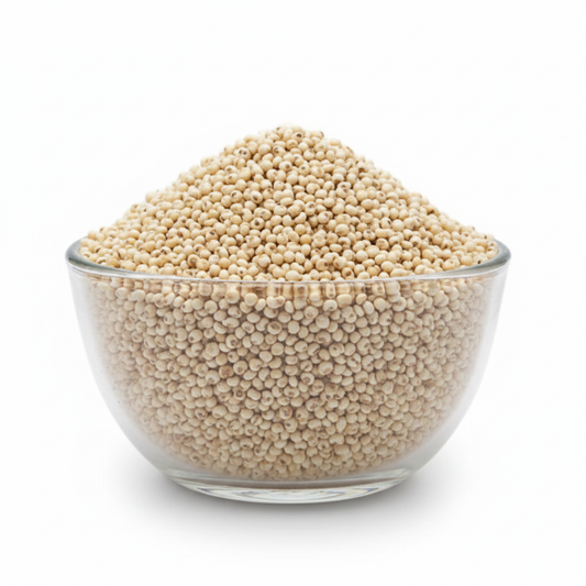 Jowar grains in the first reference glass bowl