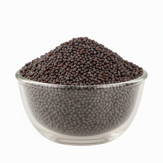Mustard seeds in the exact glass bowl