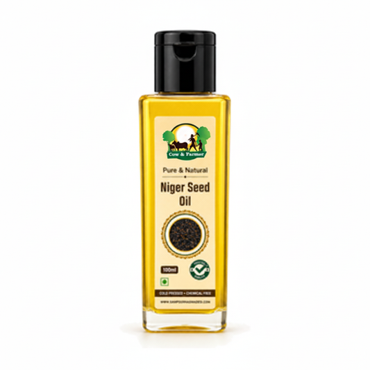 Niger Seed Oil bottle with Cow & Farmer logo