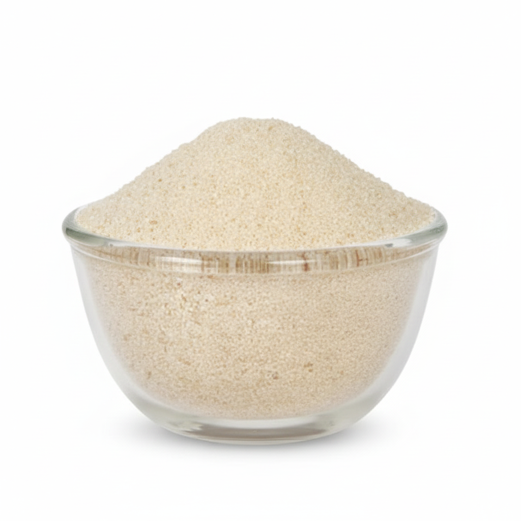 Rice Suji Ravva in a clear glass bowl