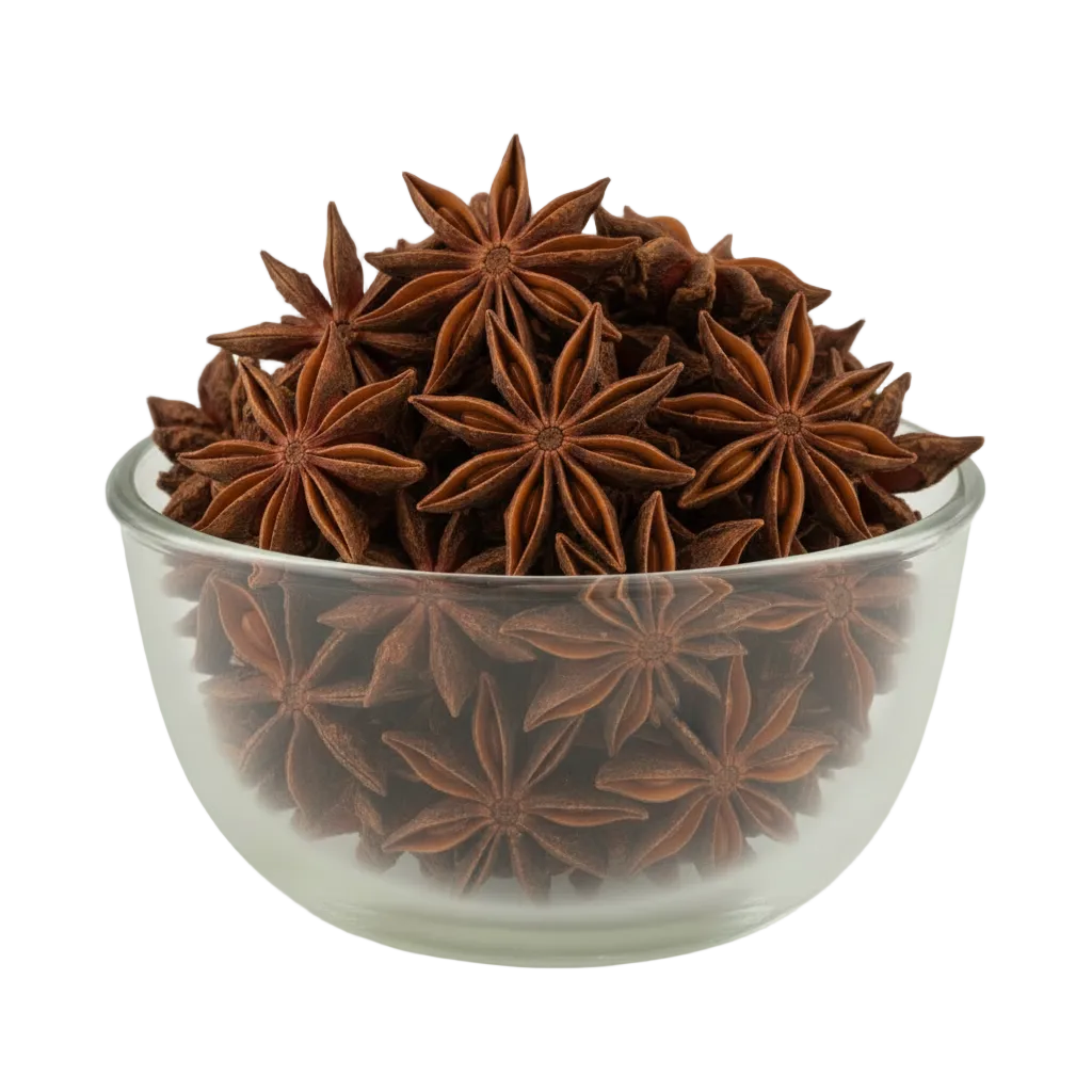 Star anise in the original glass bowl
