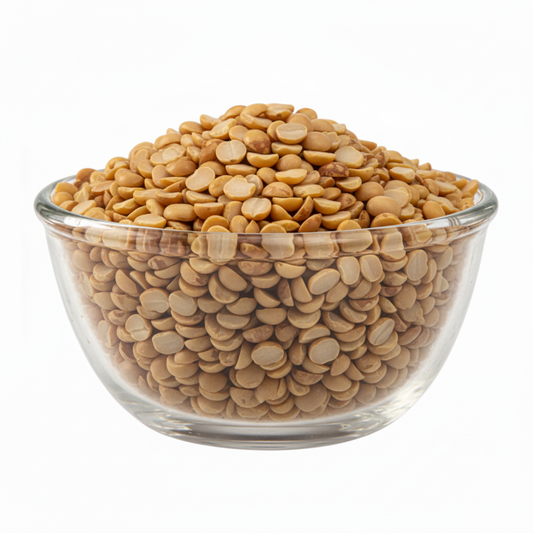 Toor dal with skin in the supplied glass bowl