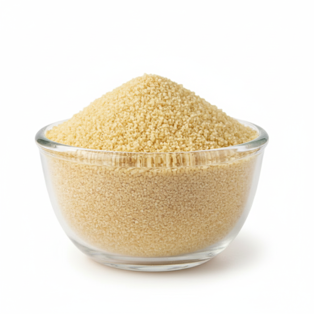 Wheat Kapil Suji in the supplied clear glass bowl