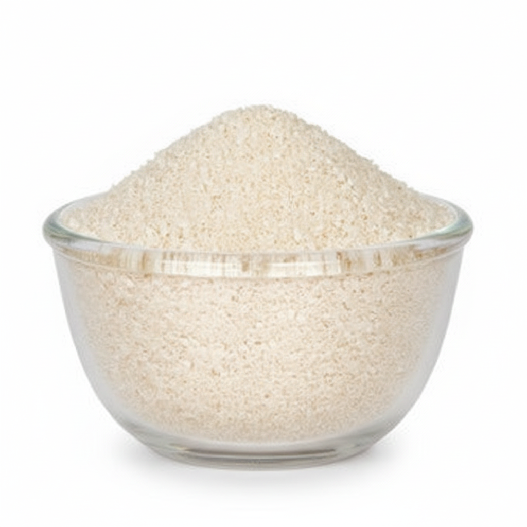 White Rice Ravva in the supplied clear glass bowl