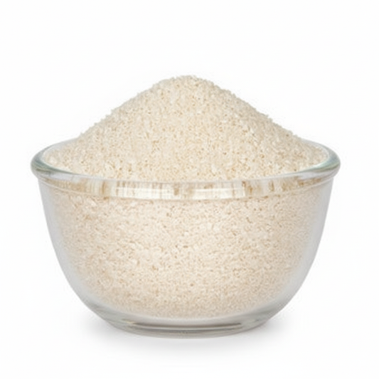 White Rice Ravva in the supplied clear glass bowl