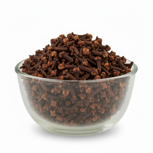 Whole cloves filling the original glass bowl